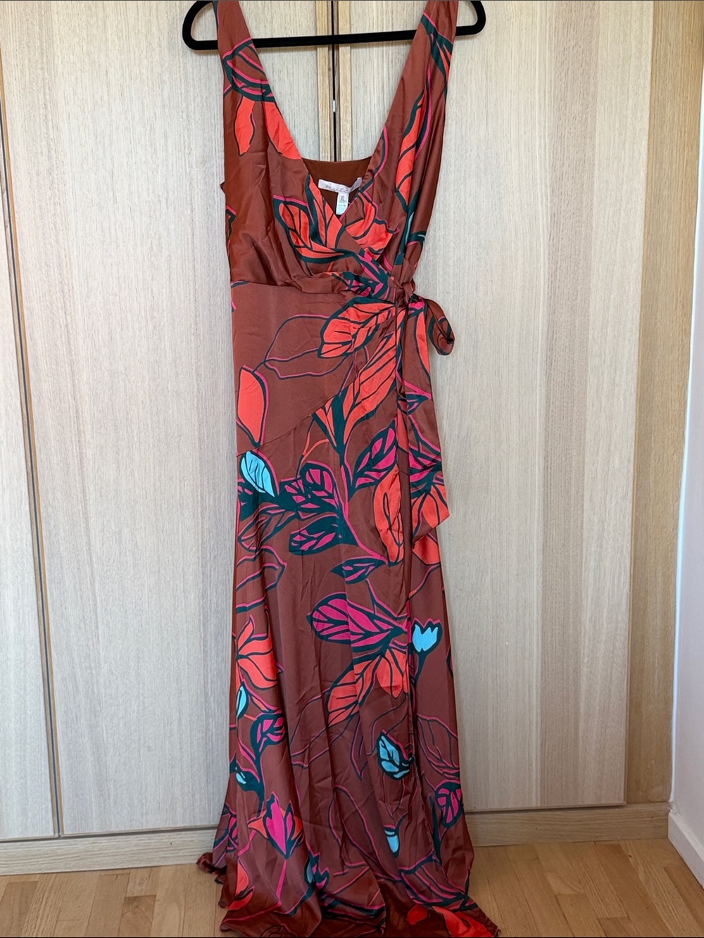 Hutch Floral Maxi Dress in Rust with Red and Teal Accents